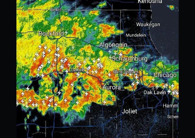 Heavy Storm Line Splits Rockford DeKalb Aurora and Chicago Suburbs of Illinois Before Dawn Thursday With Street Flood Risk in Low Areas