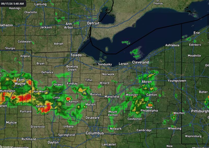 Rain and Rumbly Storms Park Over Ohio This Morning With Localized Flooding and Gusts Up to 40 MPH